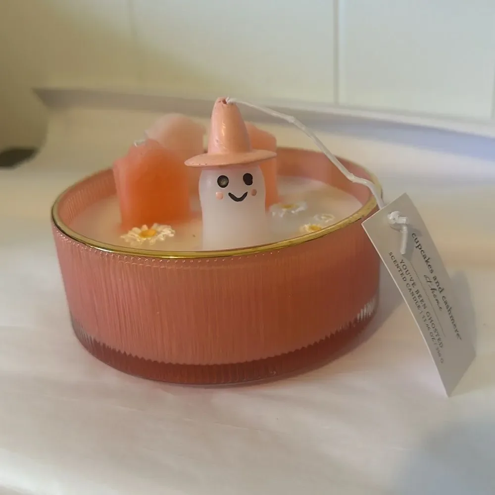 CUPCAKE & CASHMERE Pink Halloween Ghost Candle You've Been Ghosted